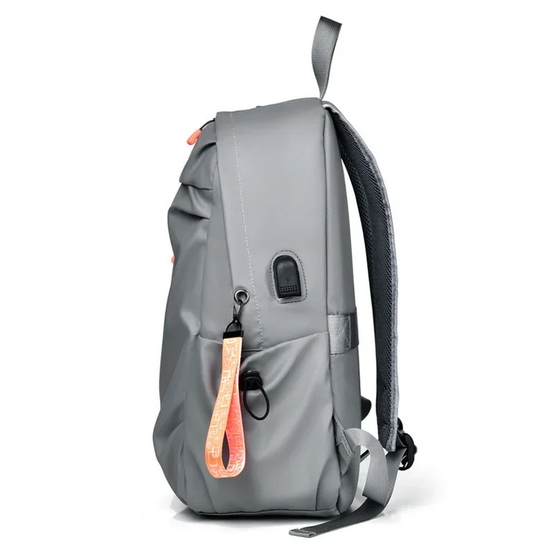 Men's Backpack Gray Business Travel Lightweight Multifunctional Laptop Bag Student Trendy Schoolbag with USB Charging Port
