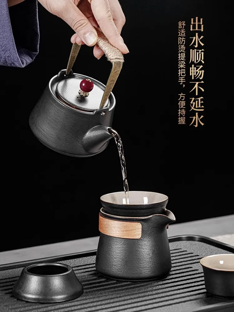 Ceramic Purple Clay Tea Set Kung Fu Pot Infuser Solid Wood Tea Tray Teapot Teacups Drinkware Chinese Gaiwan High-grade