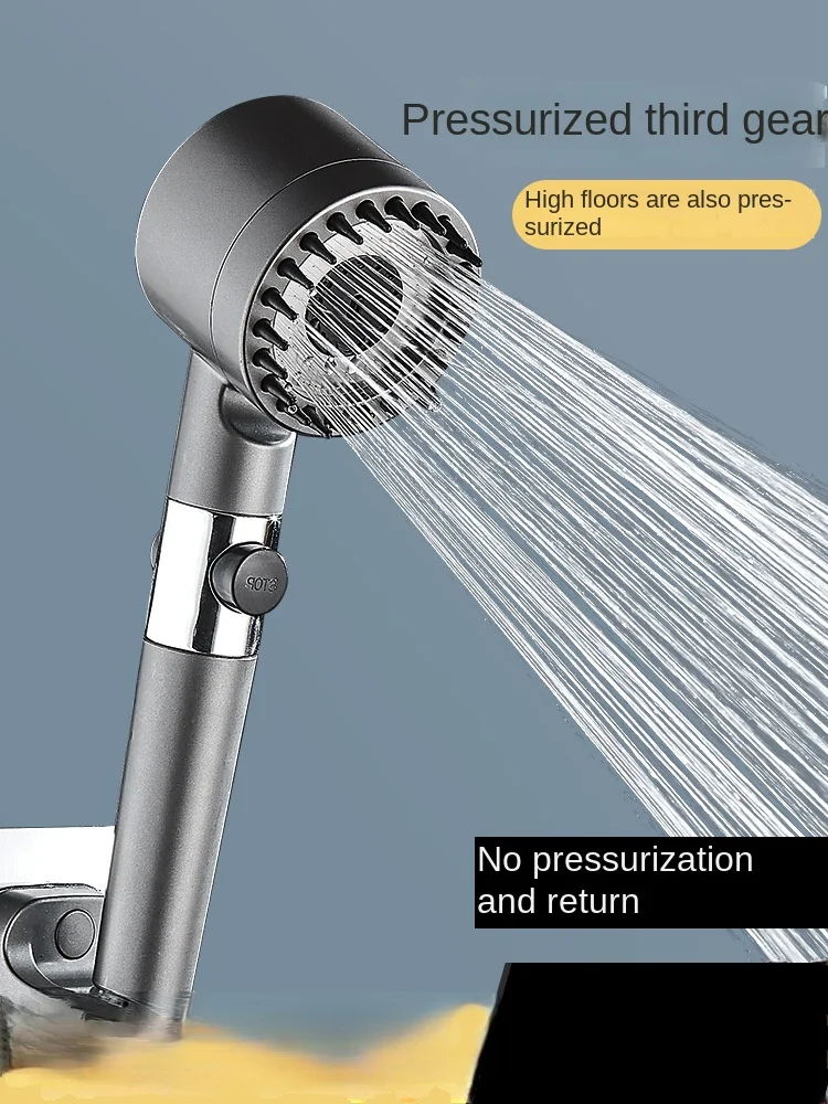 

High Pressure Shower Head 3 Modes Adjustable Showerheads with Hose Water Saving One-Key Stop Spray Nozzle Bathroom Accessories