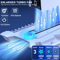 3 Mode Led Cooling Fan for PS5 Vertical Stand 2 Controller Charging Dock for Sony Playstation 5 Disc/Digital with 13 Game Slot 3