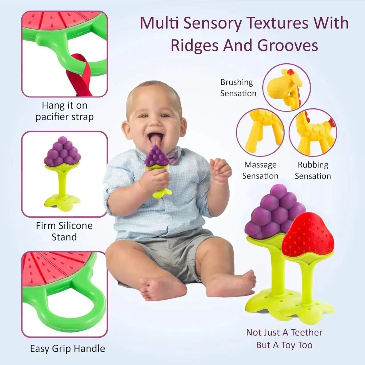Fruit Teether Teething Sticks Anti-feeding Early Learning Teether Pacifier Safety Seat Accessories for silicone teether