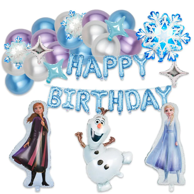 

Frozen Theme Kid Birthday Ballon Party Decoration Set Princess Elsa Anna Banner Cake Topper Baby Shower DIY Party Event Supplies