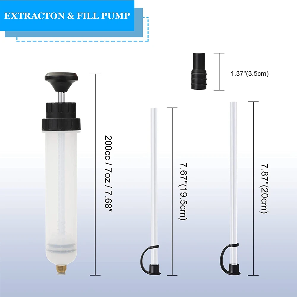 Car Oil Fluid Extractor 200CC Portable Needle Tube Automotive Fuel Brake Liquid Extraction Transfer Filling Syringe Oil Pump