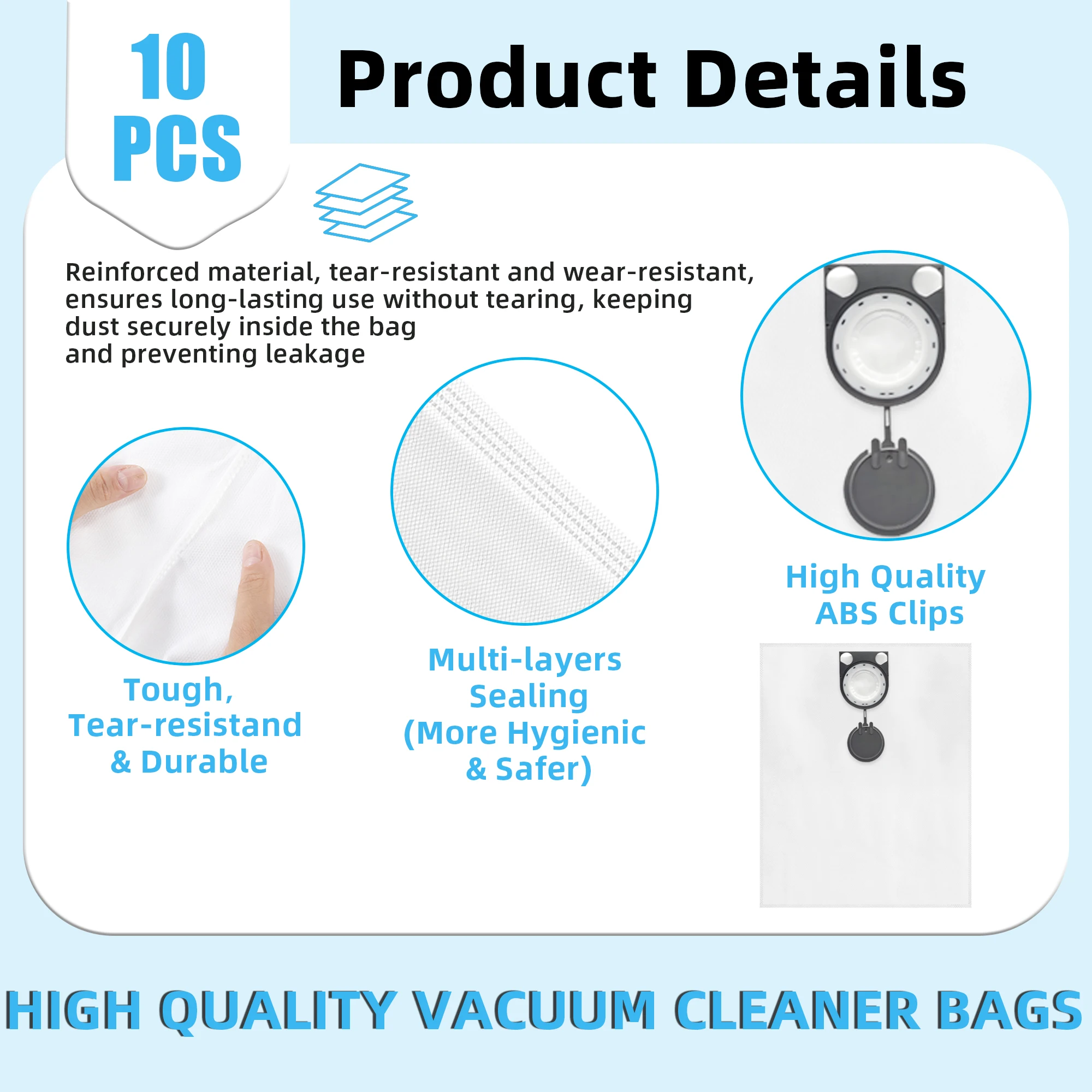 6/10 Pcs Bag +1 Brush Vacuum Cleaner Bags Compatible with Bosch GAS 25 - 2