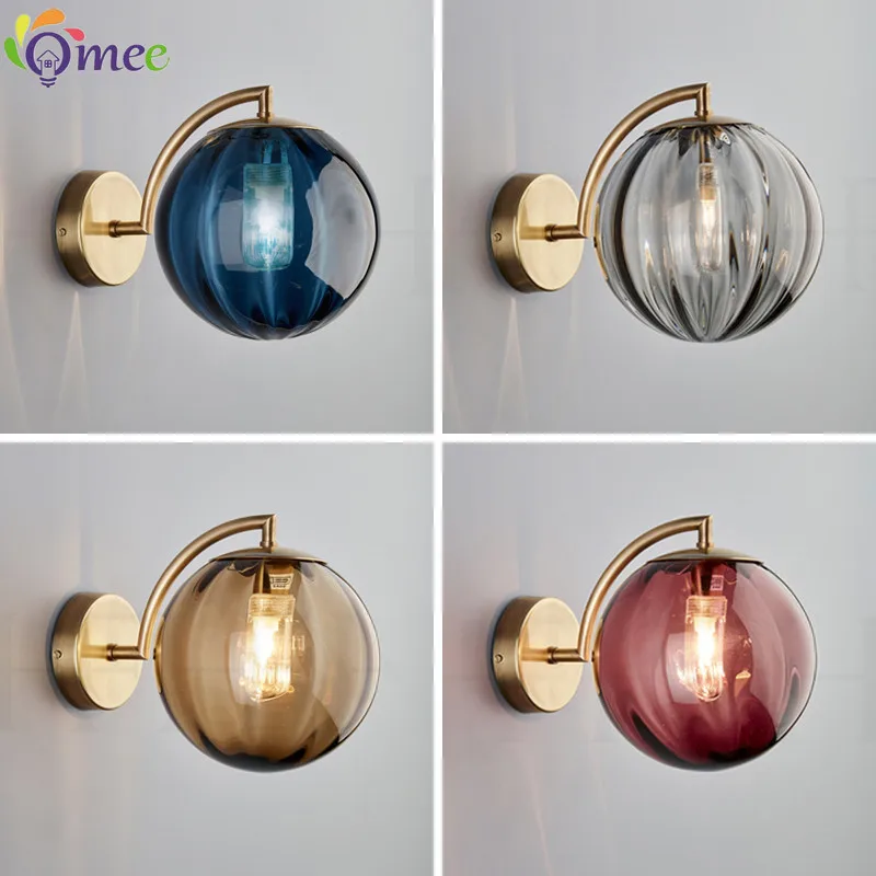Omee Glass Lampshade Wall Lamp Modern Minimalist Living Room Background LED Wall sco Bedroom Lamps Hotel Lighting Bedside Lights