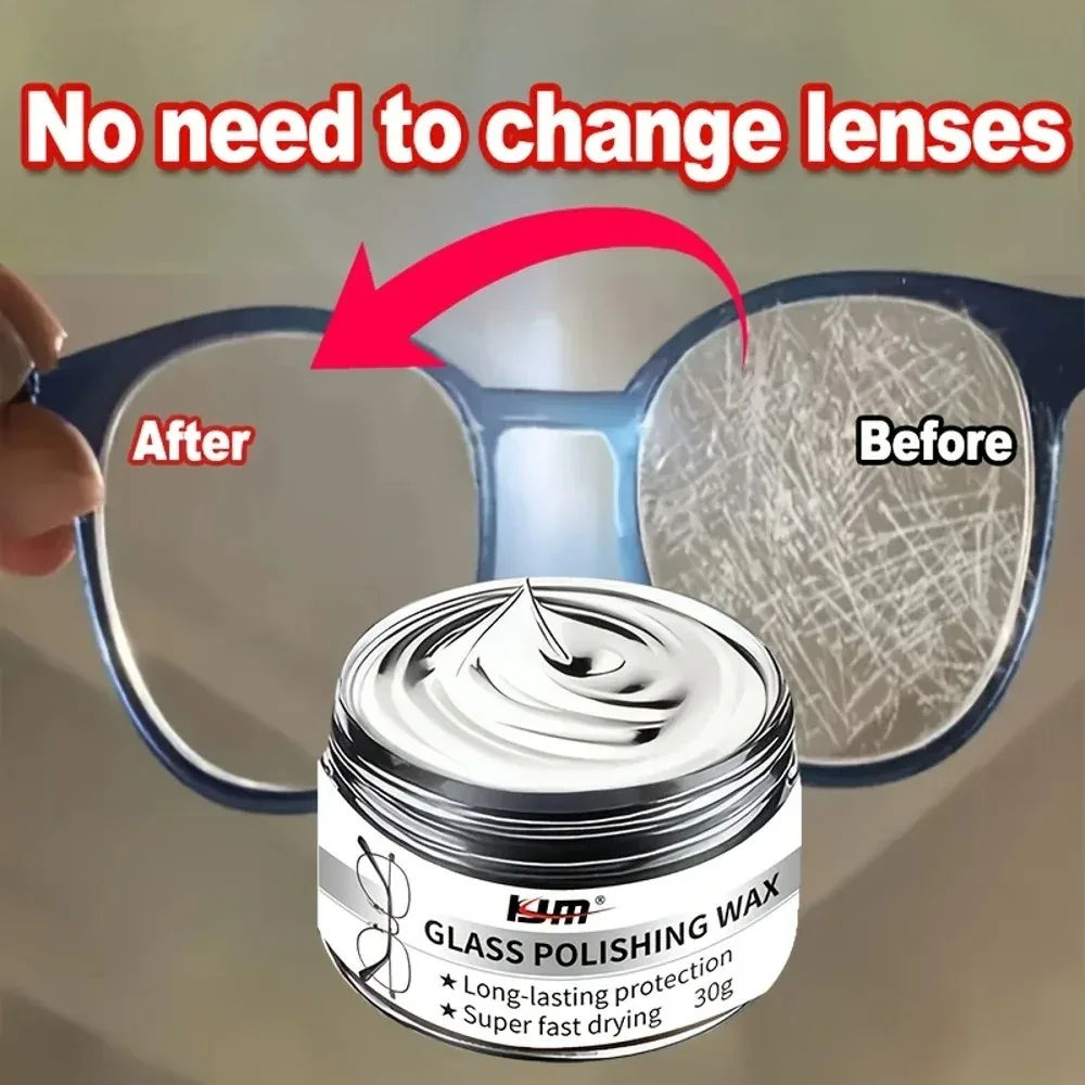 NEW Premium Glass Polishing Wax for Eyeglasses - Fast Scratch Repair, Clarity Restorer, Anti-Fog & Anti-Oxidation, 30g