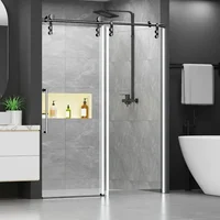 Shower Door 60" W x 76" H Frameless Sliding Shower Door,Frameless Shower Door with Sealing Strip and Waterproof Handle 1