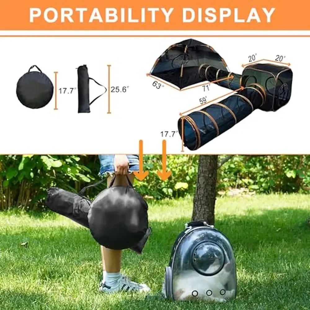 Portable Cat Playpen Outdoor Enclosure Tunnel Tent Kit