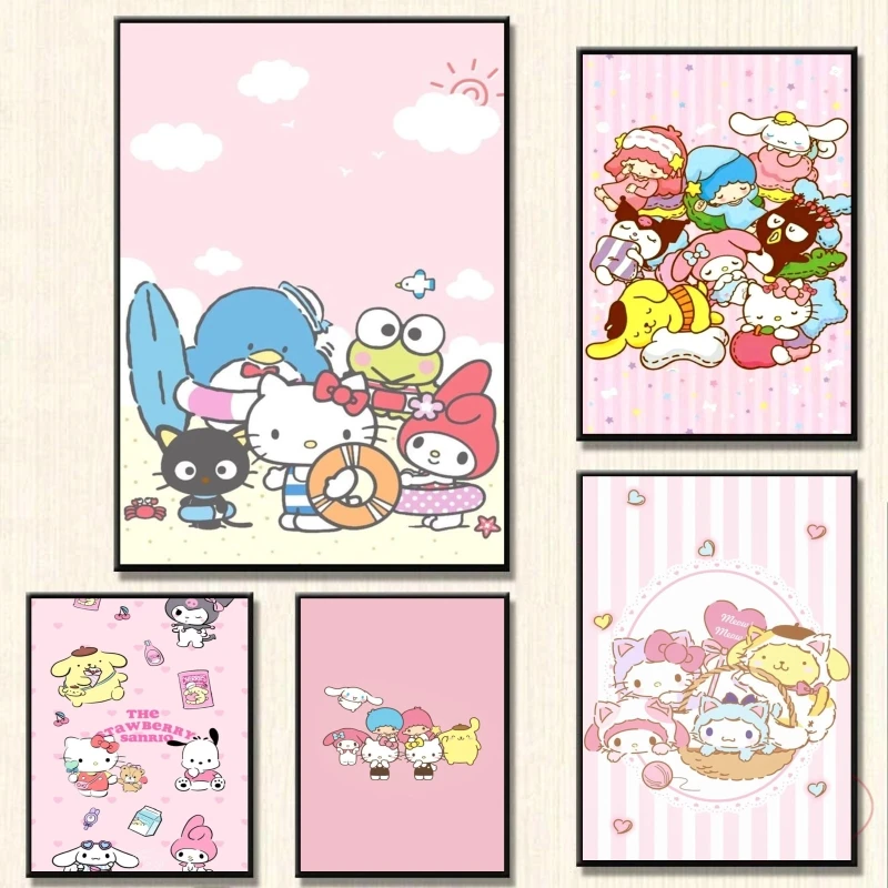 

Japanese Classic Anime HellokittysPochacco Comics Pictures HD Print Art Prints Christmas Gifts Living Room Decoration Paintings