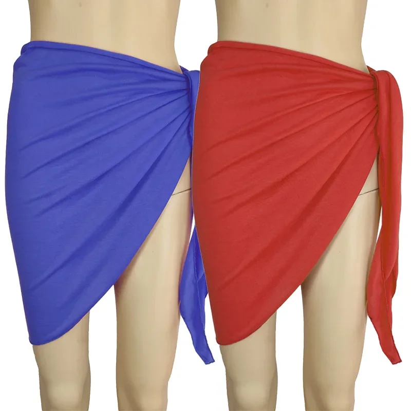 Summer Solid Bikini Cover Ups Shorts Pareo Wraps Sarong Skirt Swimsuit Beachwear Women Beach Skirts Swimwear Half Wrapped Skirt 2