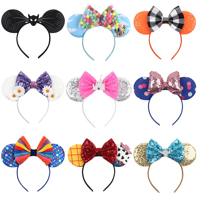 10Pcs Wholesale Castle Fireworks Mouse Ears Headband Bow Girls Cosplay Hairband Adult/Kids Party Gift Children Hair Accessories