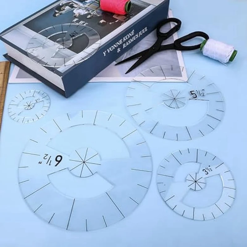 GIGI 5Pcs Circle Ruler Quilting Template Set Circle Templates For Quilting Rulers Acrylic Rulers