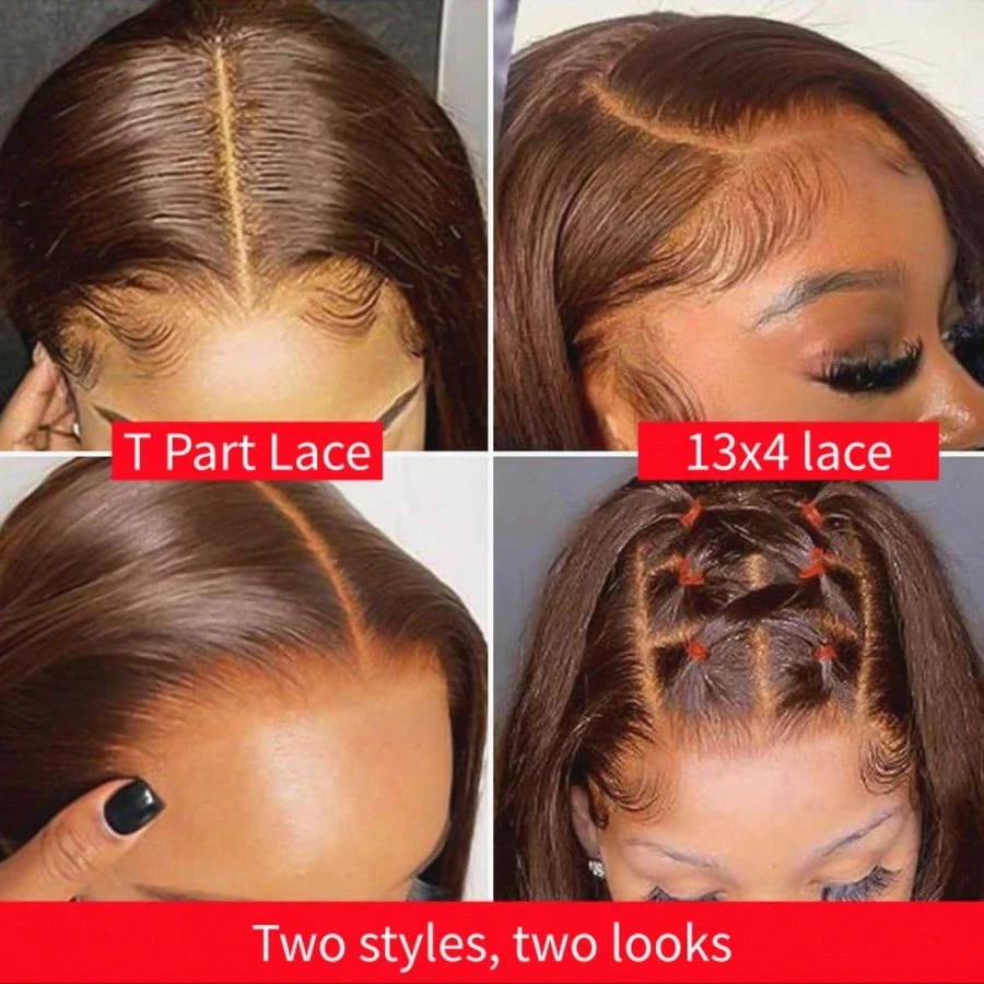 13x4 Transparent Lace Human Hair 32Inch Baby Hair Brown Colored Wig 250% Density Brazilian Hair for Women