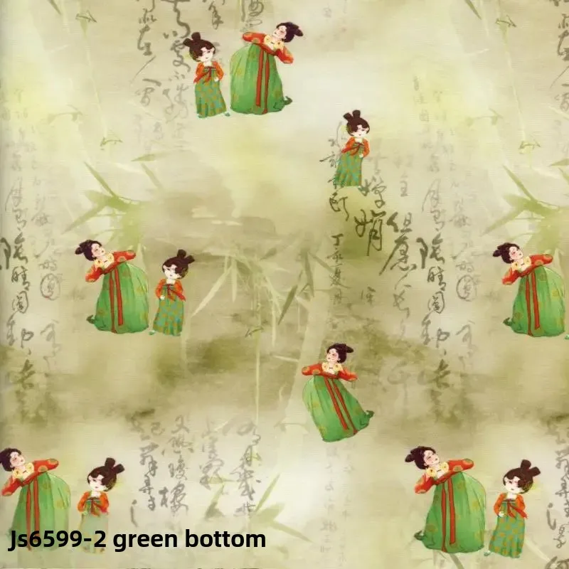 Digital Silk Cotton Print Fabric Chinese Style Cheongsam Children's Dress Material Traditional Embroidery Clothing Supplies