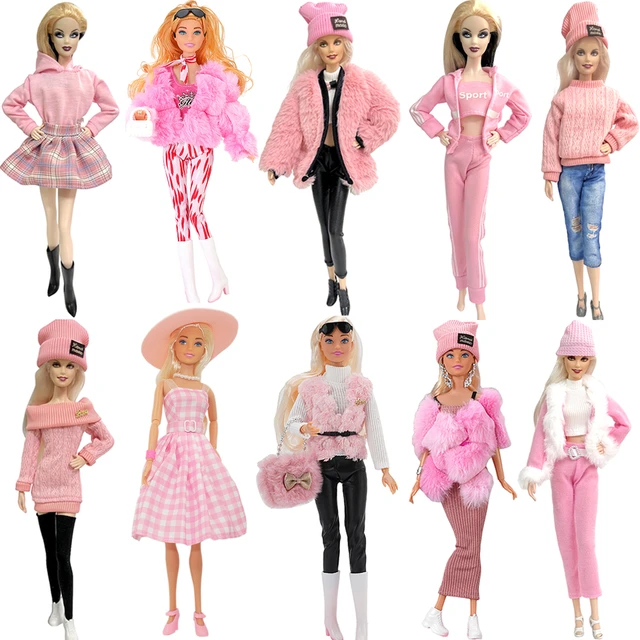 NK Official Cute Dress Outfit Pink Skirt Fashion Shirt Casual Wear Blue  Dress for Barbie Doll Clothes Accessories Toy