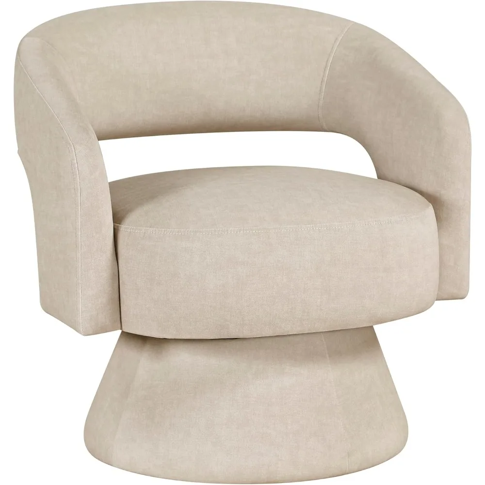 Modern Velvet Swivel Accent Chair, 360-Degree Rotating Barrel Chair with Plush Foam Cushions for Living Room/Bedroom/Office