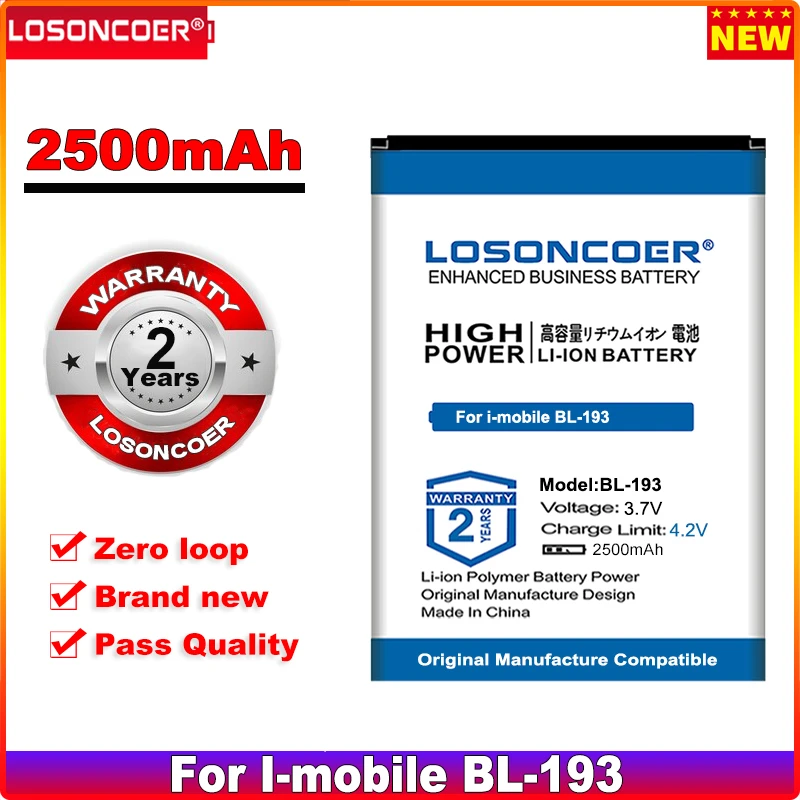 

LOSONCOER 2500mAh BL-193 Replacement Battery for I-mobile BL-193 Batteria Mobile Phone Li-ion Bateria Li-Polymer Battery