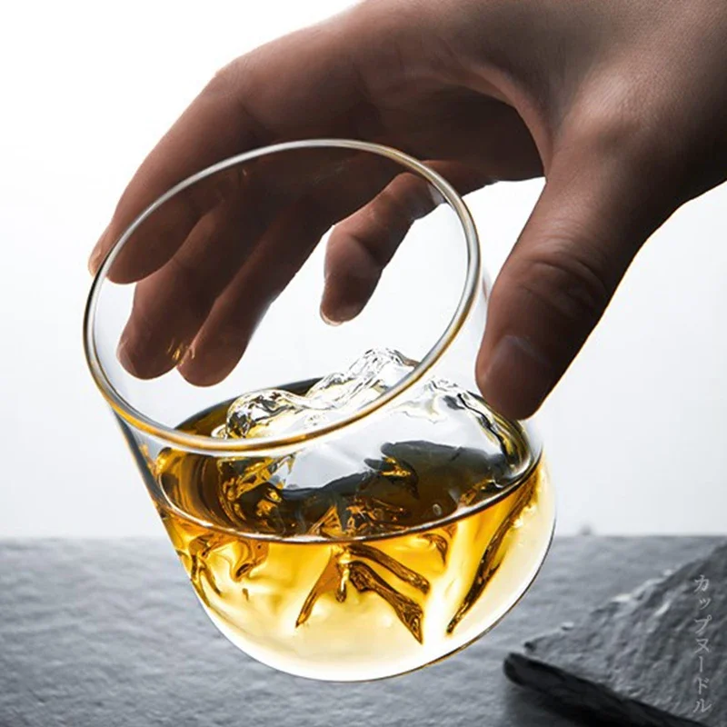 Glass Cup Japanese Style Fuji Mountain Glass Cup Fashioned Rock Glasses Heat-resistant Glass Water Cup Coffee Red Wine Whiskey