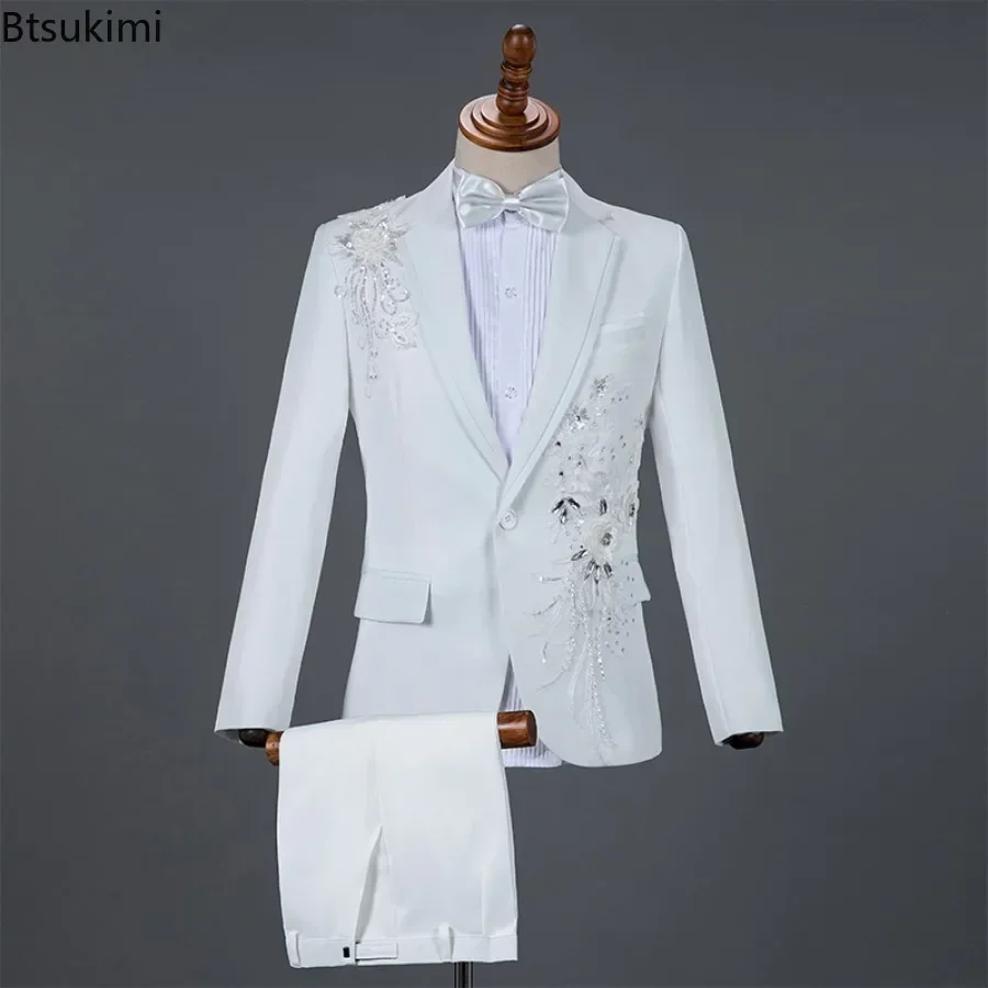 2PCS Men Wedding Groom Tuxedo Suit and Pants