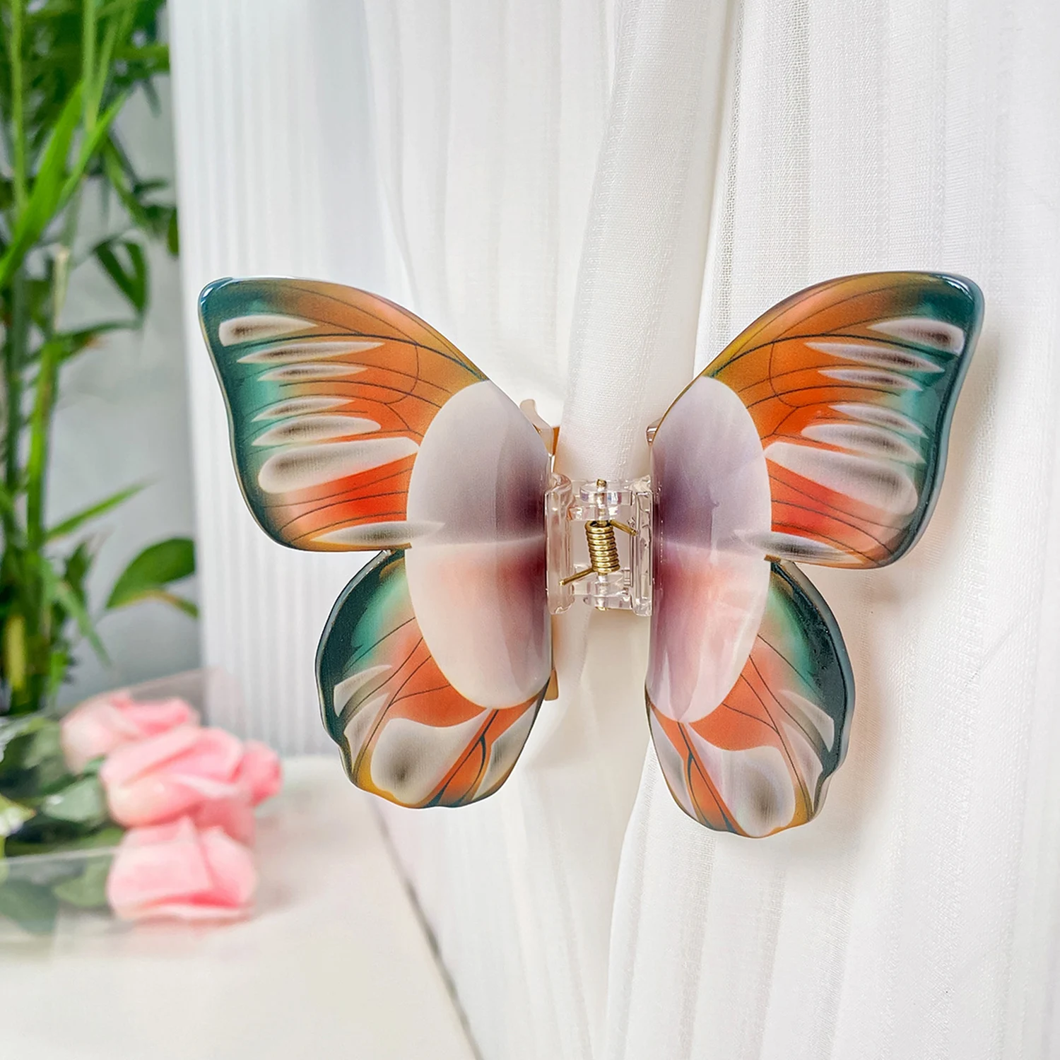 Simulation Butterfly Hair Claw Acrylic Claw Clip Summer Temperament Grab Hair Clip for Girls Ins Shark Clip Hair Accessories fashion acrylic hair claw clip temperament dopamine style flowers hair clip shark hairpin jewelry gift for women accessories