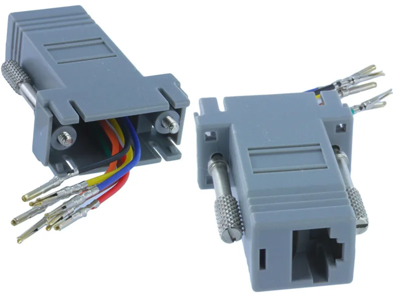 

5 Pcs Network Adapter DB9 9 Pin RS232 Serial Port Female to RJ45 Female Network Adapter 8P8C