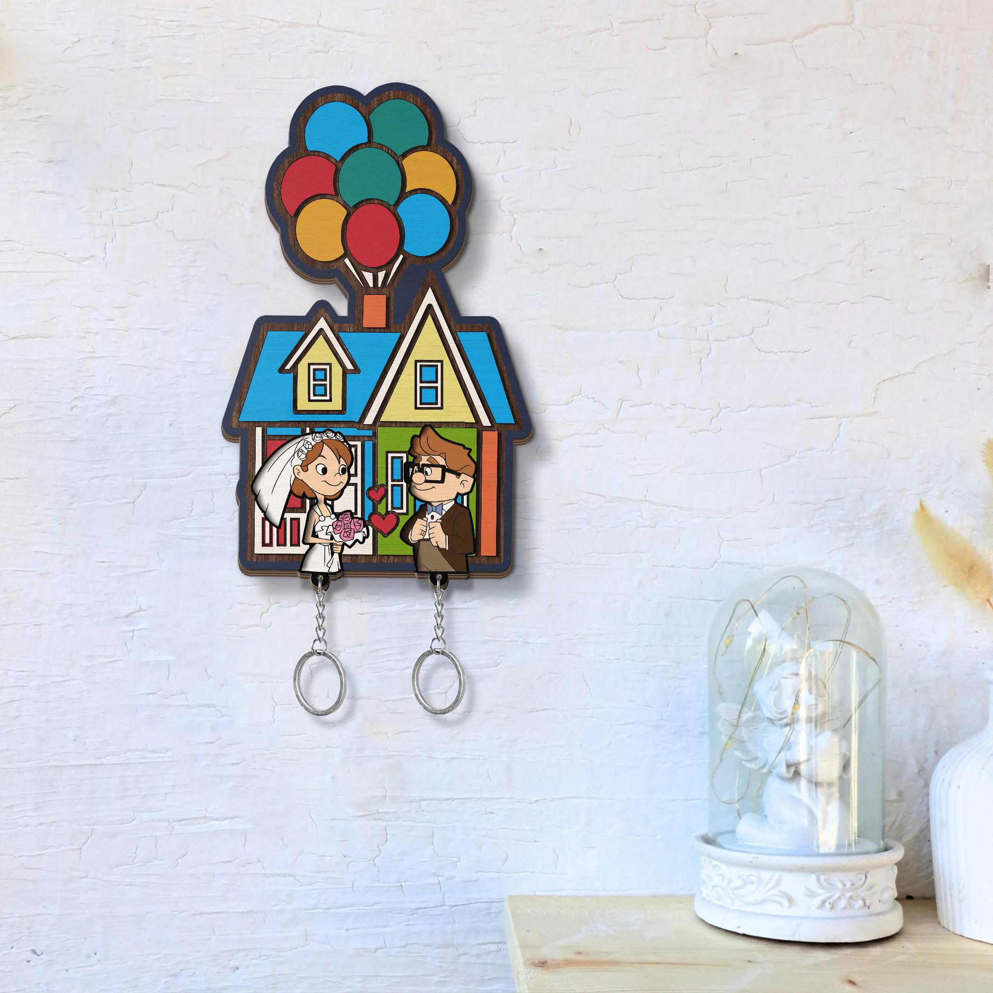 Personalized Wooden Key Holder for Wall Decorative Couple Keychain Hanger Home Decor Key Rack Hook Gifts for Family Birthday 4
