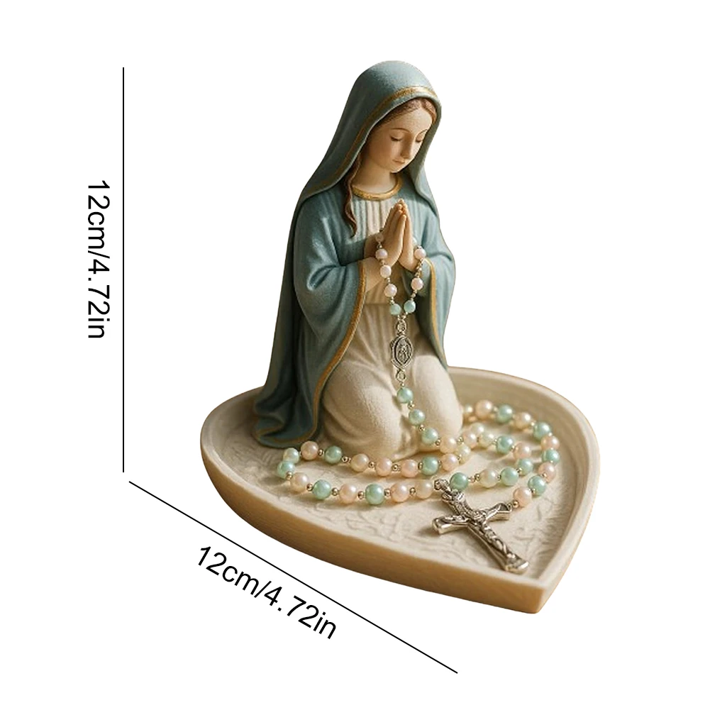 New Virgin Mary Rosary Holder Statue Resin Blessed Mother Statue Holy Mother Figure Statue Catholic Gifts for Women Home Decor