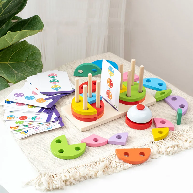 Montessori Magnetic Brain Games Children Mental Skill Toy Thinking Training Blocks Stacking Color Matching Kids Party Game