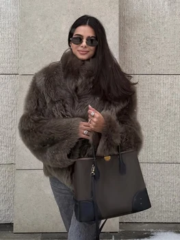 Modern Fashionable Faux Fur Like Plush Jacket 2025 Autumn Winter Women's Warm Trench Coat Thicken Lady's Party Street Wear 1