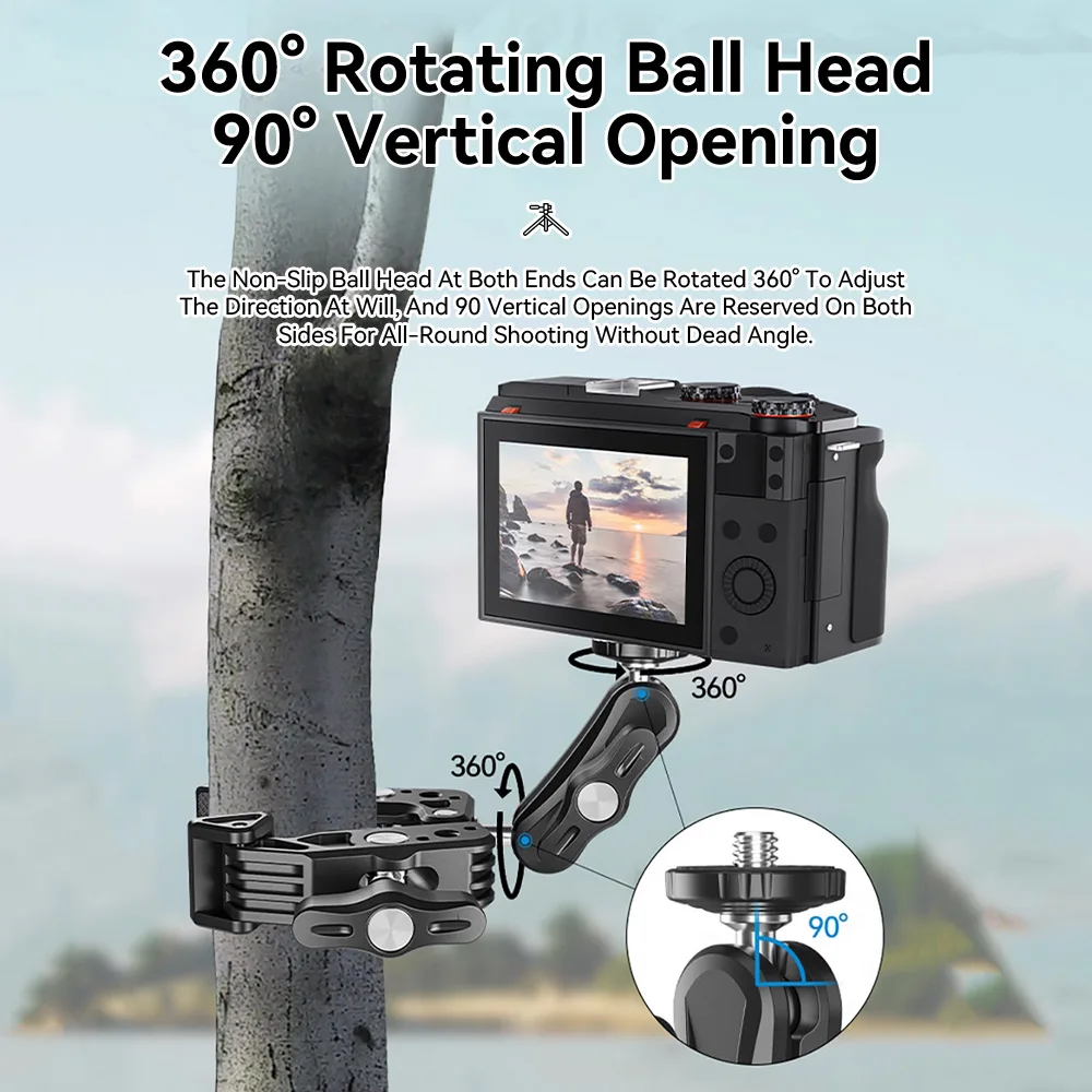 슈퍼 클램프 카메라 클램프 마운트 모니터 360° 볼헤드 매직 암 어댑터(1/4-20 3/8