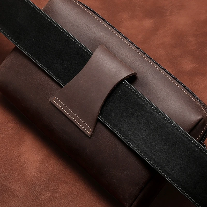 Vintage Men Waist Fanny Pack Belt Bag Leather Phone Travel Hip Hanging Purse