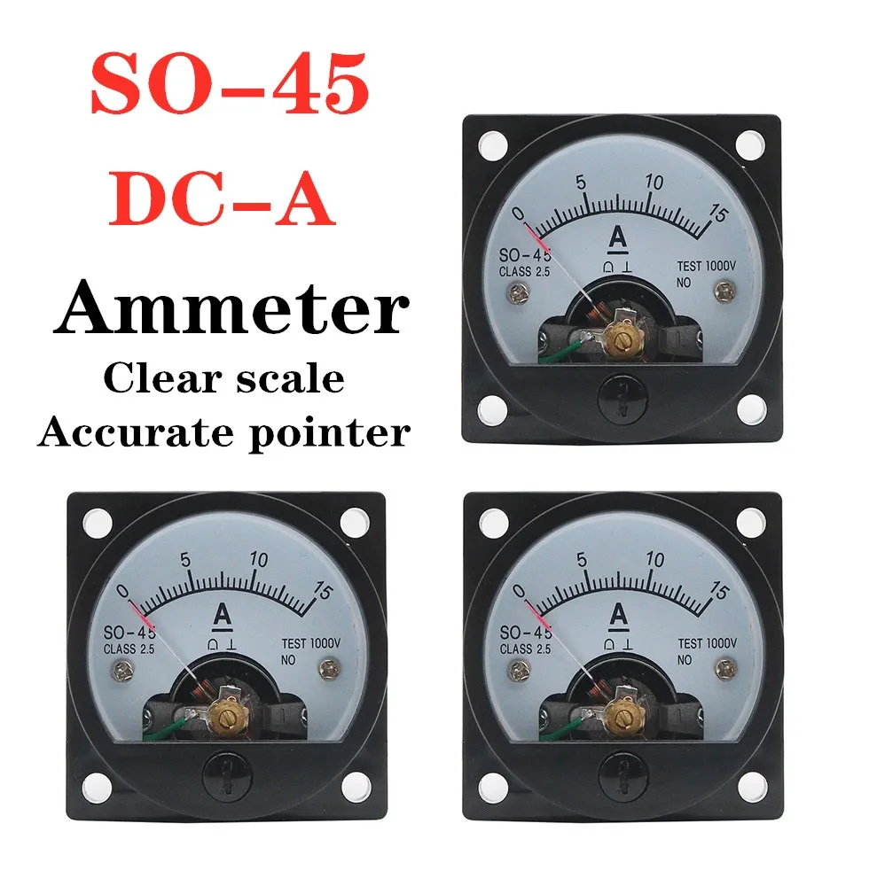 

SO-45 DC Ammeter Analog Pointer Meter DC1A2A3A5A10A15A20A30A Electrical Testing Current Tester