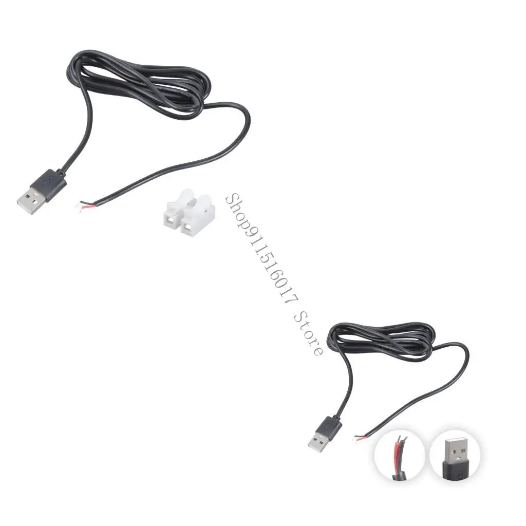 USB2.0 수컷  2 핀 터미널 블록 케이블 5V 전원 코드 스프링 충전 솔루션 100cm/180cm 45ba