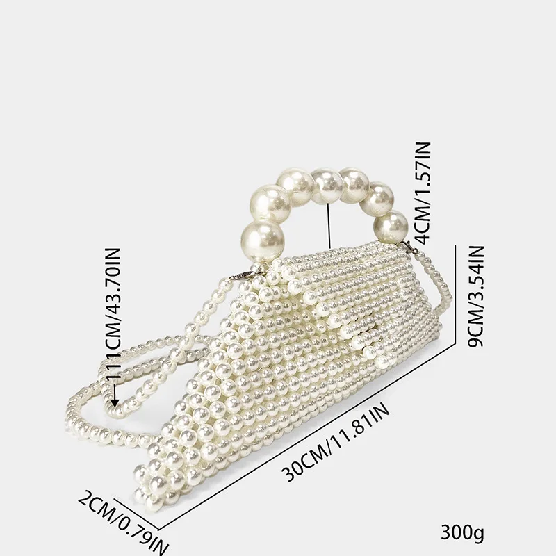 Luxury Brand Hand-woven Pearl Bags Lady Beaded Shoulder Bag Women Party Vintage Handbag Ins Small Bag Cross body Bag