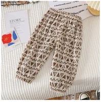 Pantalons d'été décontractés pour enfants de 1 à 6 ans, pantalons de survêtement simples à grille pour garçons, coréens, amples et fins, avec lettres rayées 2