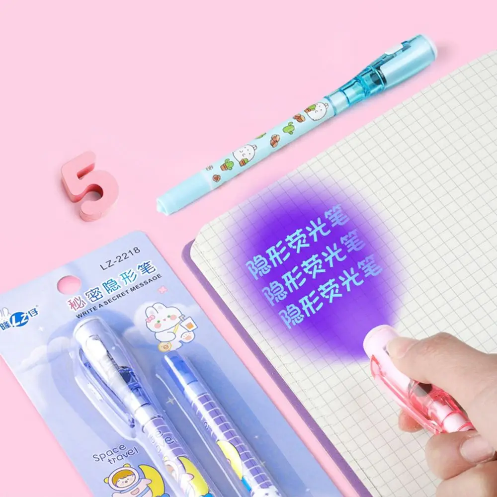 신비롭게 사라지는 투명펜 리필 포함 작은 라이트 젤 펜 귀여운 투명 마커 더블 헤드 LED UV 램프
