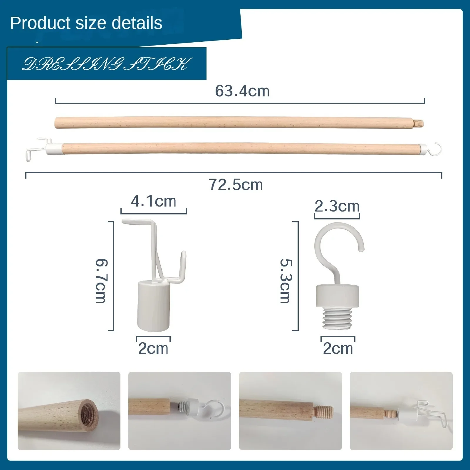 Wood Dressing Stick,Long Handle Dressing Aid Stick for Elderly and Hip Surgery,Daily Dressing Aid for Pants, Shirts and Sock