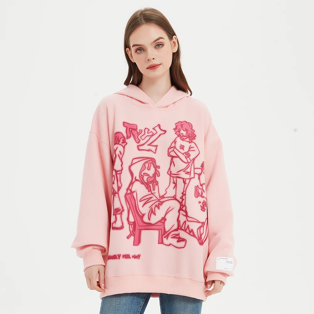 2023 Men Streetwear Pink Hoodie Sweatshirt Funny Cartoon Graphic Hoodie  Autumn Harajuku Anime Hooded Pullover Hip Hop Hipster - AliExpress