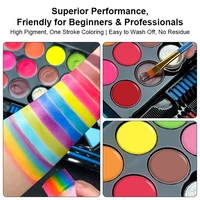 Kit de peinture pour le visage et le corps en 20 couleurs avec paillettes, pinceaux, pochoirs, palette de maquillage lavable à base d'eau pour enfants et adultes, fête, cosplay 3