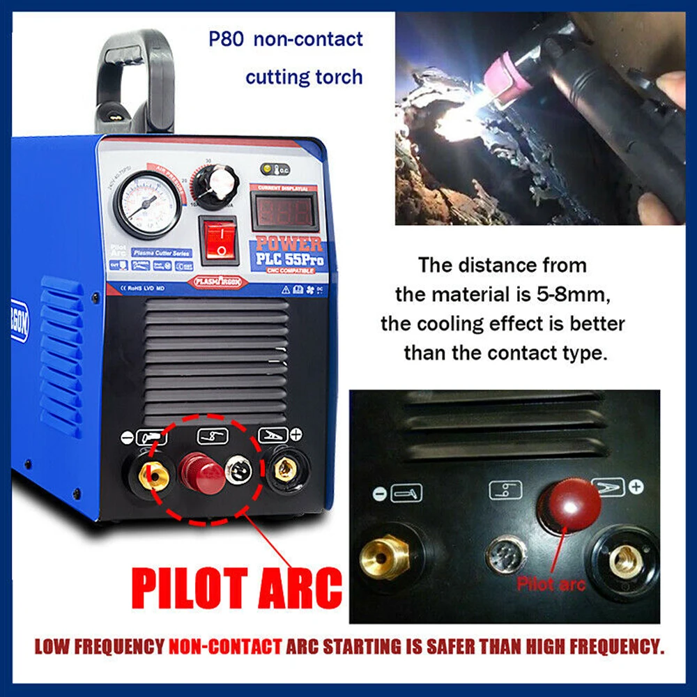 Máquina de Corte de Plasma de Aire Plasmargon con Arco Piloto IGBT y 55A para Cortes Precisos y Eficientes