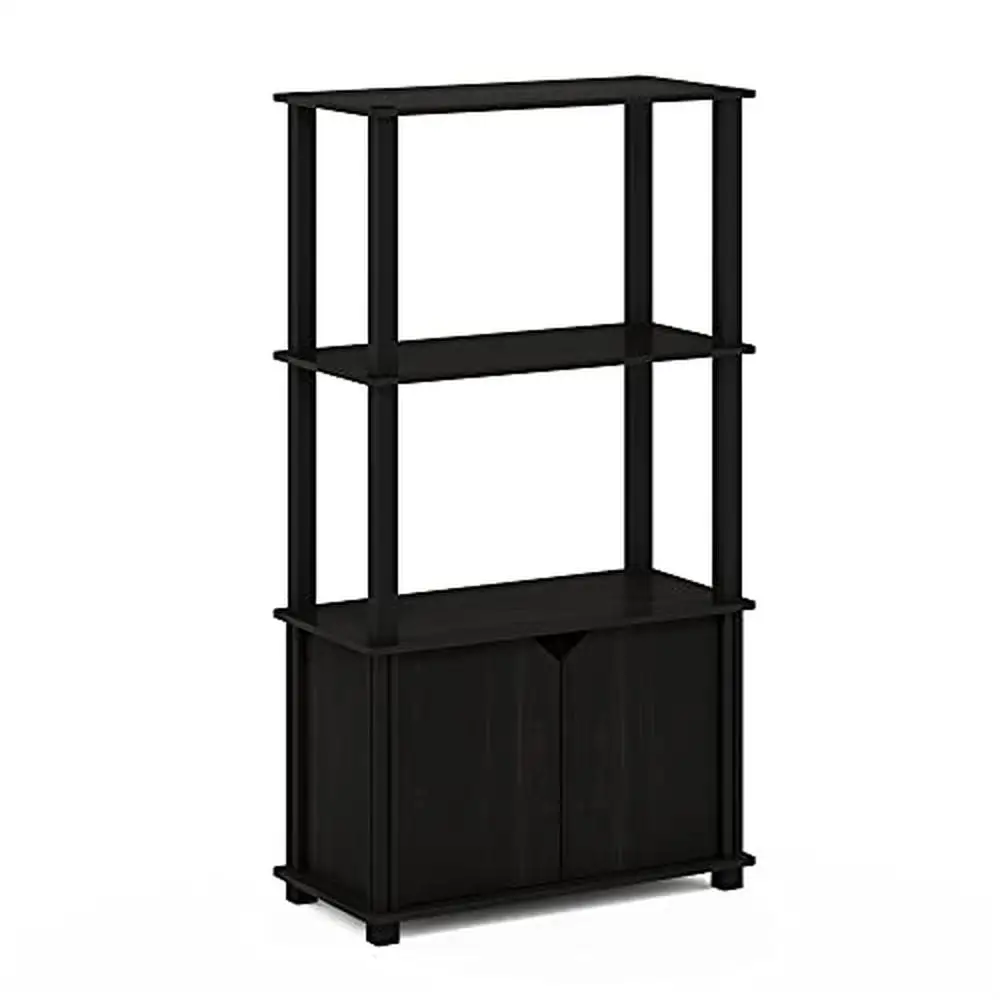 

4-Tier Multipurpose Bookcase Display Shelf Door Rack Durable Living Room Bedroom Study Room Espresso/Black Shape Rectangular.