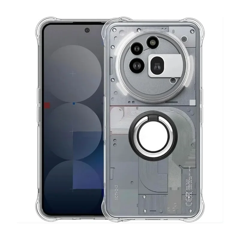 Enhanced Airbag Silicone Shockproof Case with Magnetic Stand Holder - Transparent Phone Cover