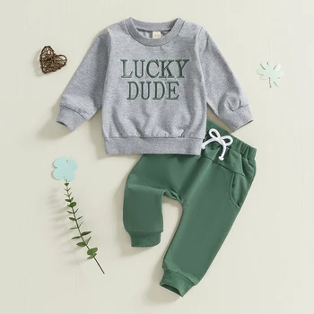 Baby Boys Shamrock Print Green Romper and Hat St Patrick s Day Outfit Set Toddler Irish Clothes 2Pcs Set 2