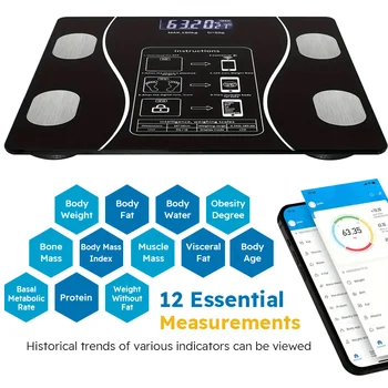 Smart Body Fat Scale Wireless LED Digital Bathroom Weight Scale Body Composition Analyzer Testing Scale 6
