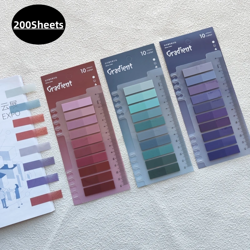 Sticky Notes 200 Sheets Transparent Sticky Notes Self-Adhesive for Books Reading Annotation Notepad Bookmarks Memo Pad Index Tabs