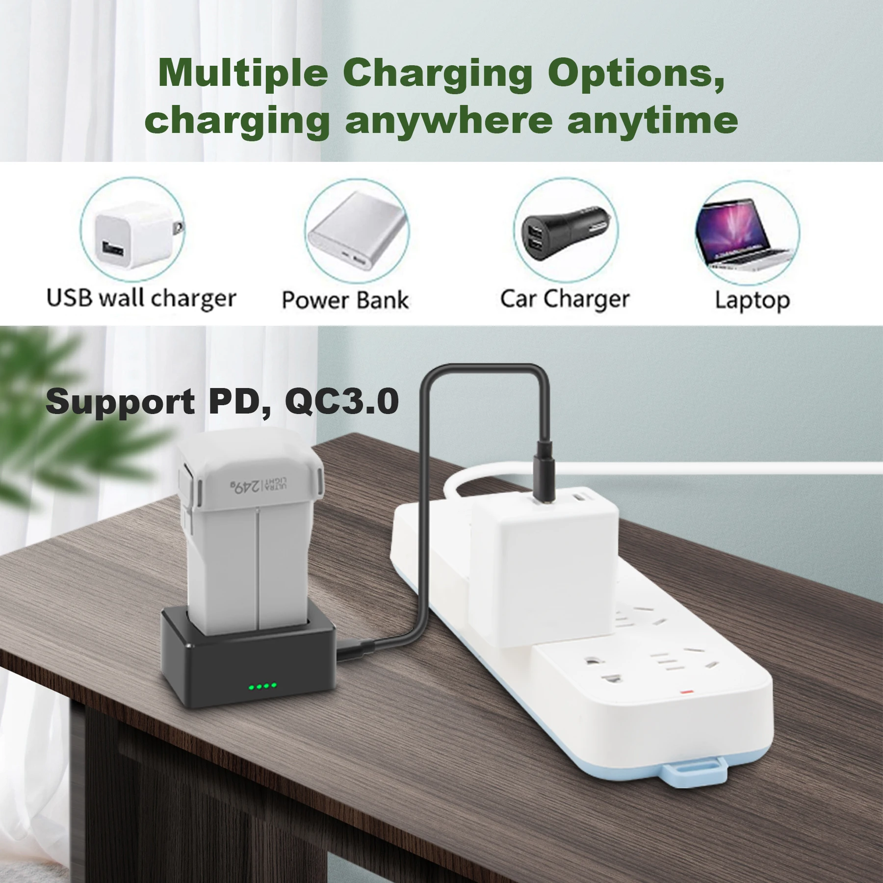 Chargeur Rapide de Batterie pour Drone DJI Mini 3 Pro QC3.0 avec Câble ...