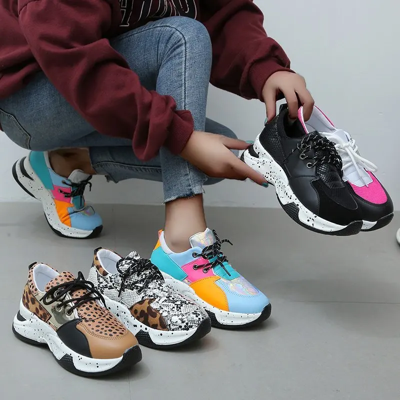 

2024 New Big Size Zapatos Para Mujeres Mixeds Colour Platform Sneakers Flat Casual Shoes Fashion Running Shoes Baskets Femme