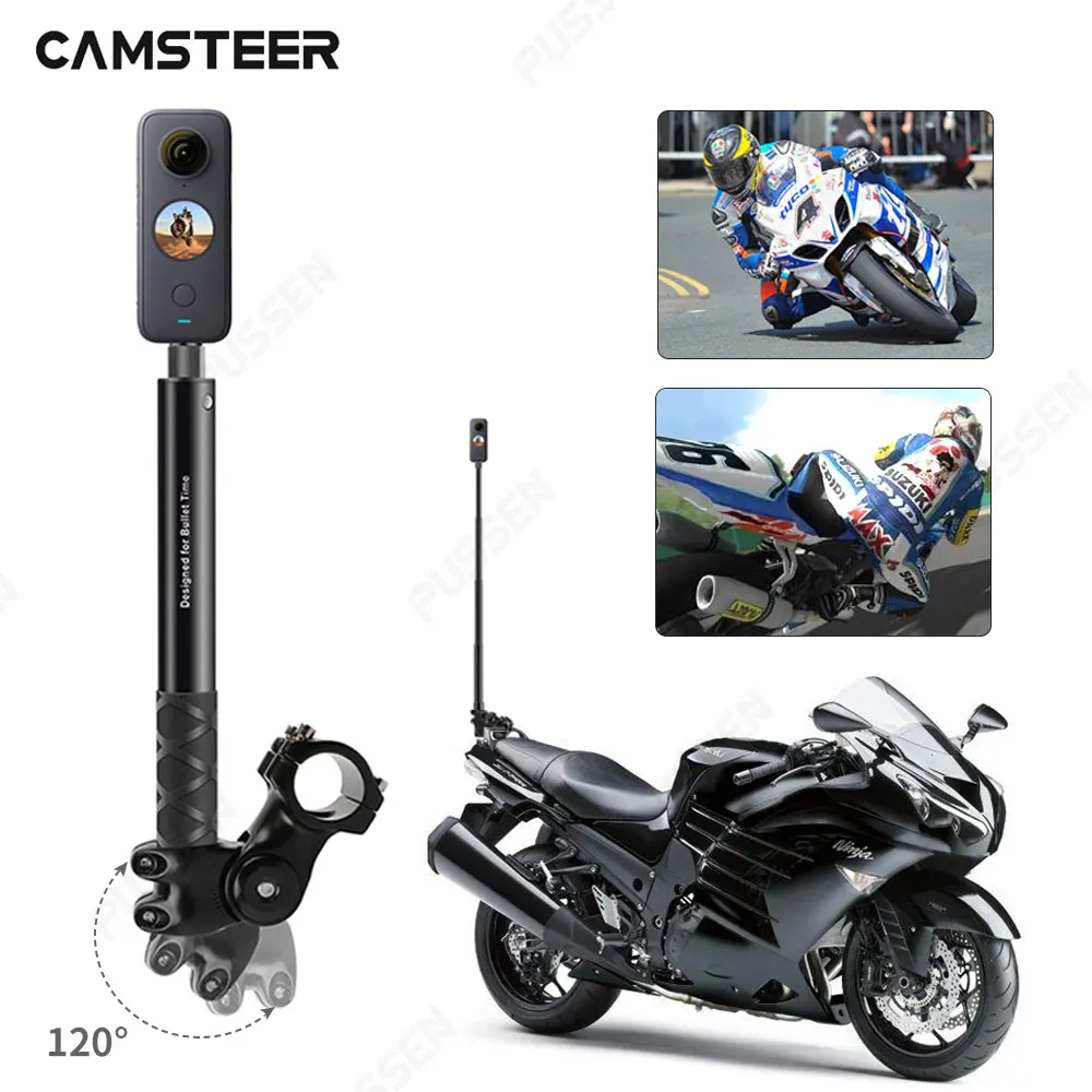Suporte de Câmera Insta360 para Motocicleta e Bicicleta Suporte para Choques Monopé Selfie Invisível Gopro Max Hero 11 10 x3 x2