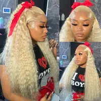 613 Blonde vague profonde 13x6 HD dentelle frontale perruque de cheveux humains 30 40 pouces 613 Blonde vague d'eau bouclée 13x4 dentelle avant perruques pour les femmes 1