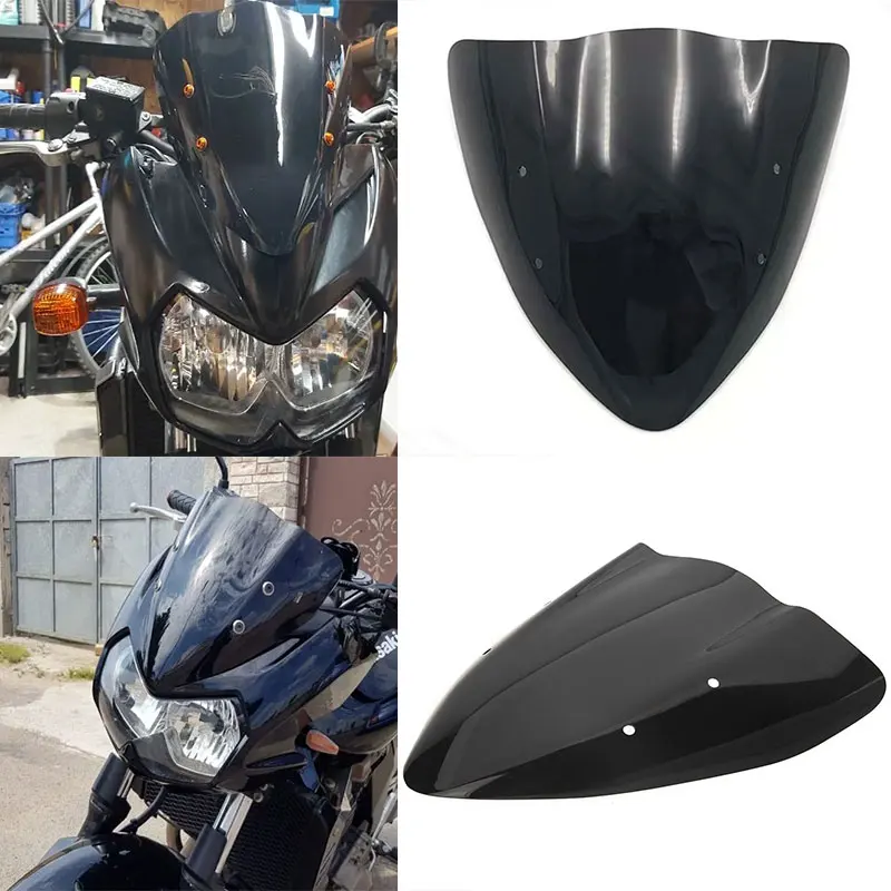 Pare-brise Moto Double Bulle Kawasaki Z750 Z1000 2003-2006 - Noir - Protection Vent Et Confort